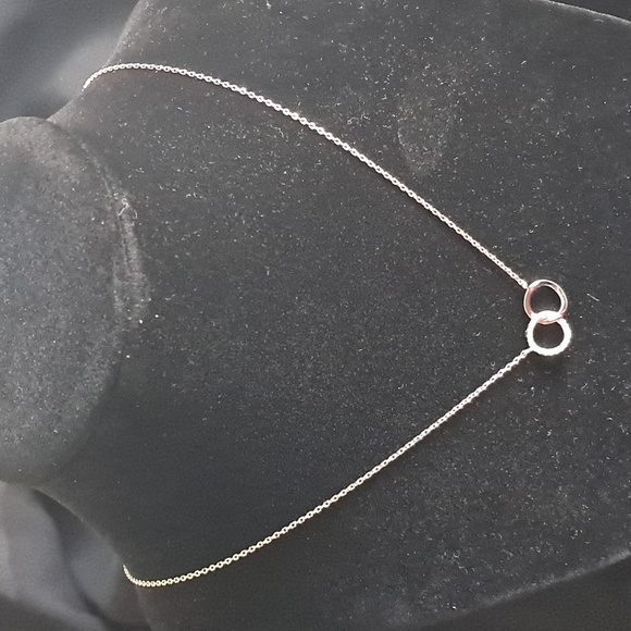 Sterling Silver Double Halo/Circle‎ Cubic Zirconia Necklace - Picture 1 of 8